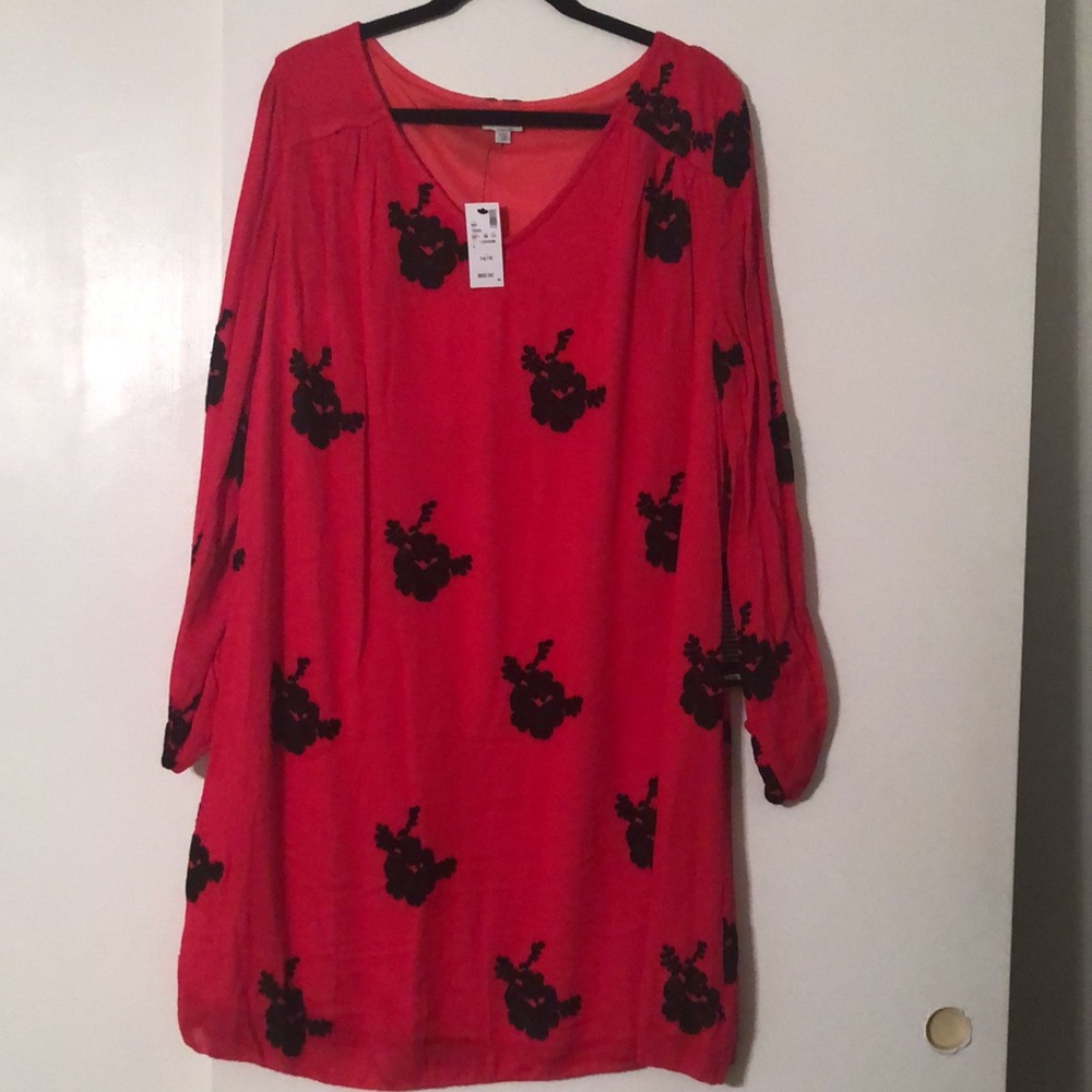 long sleeve red/black dress sz 14/16